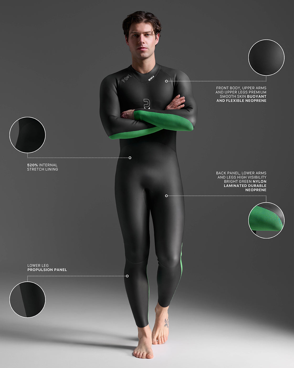 Propel:openwater Wetsuit, Black/Bright Green