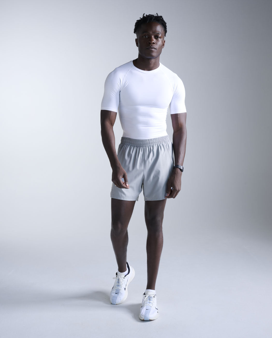 Core Compression Short Sleeve, White/White