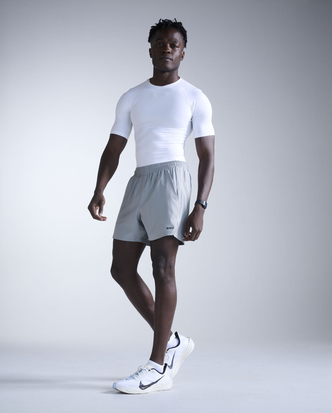 Core Compression Short Sleeve, White/White