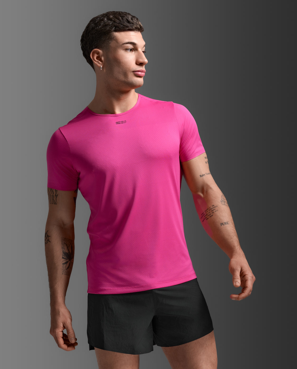 Light Speed Tech Tee, Fuchsia/Black Reflective