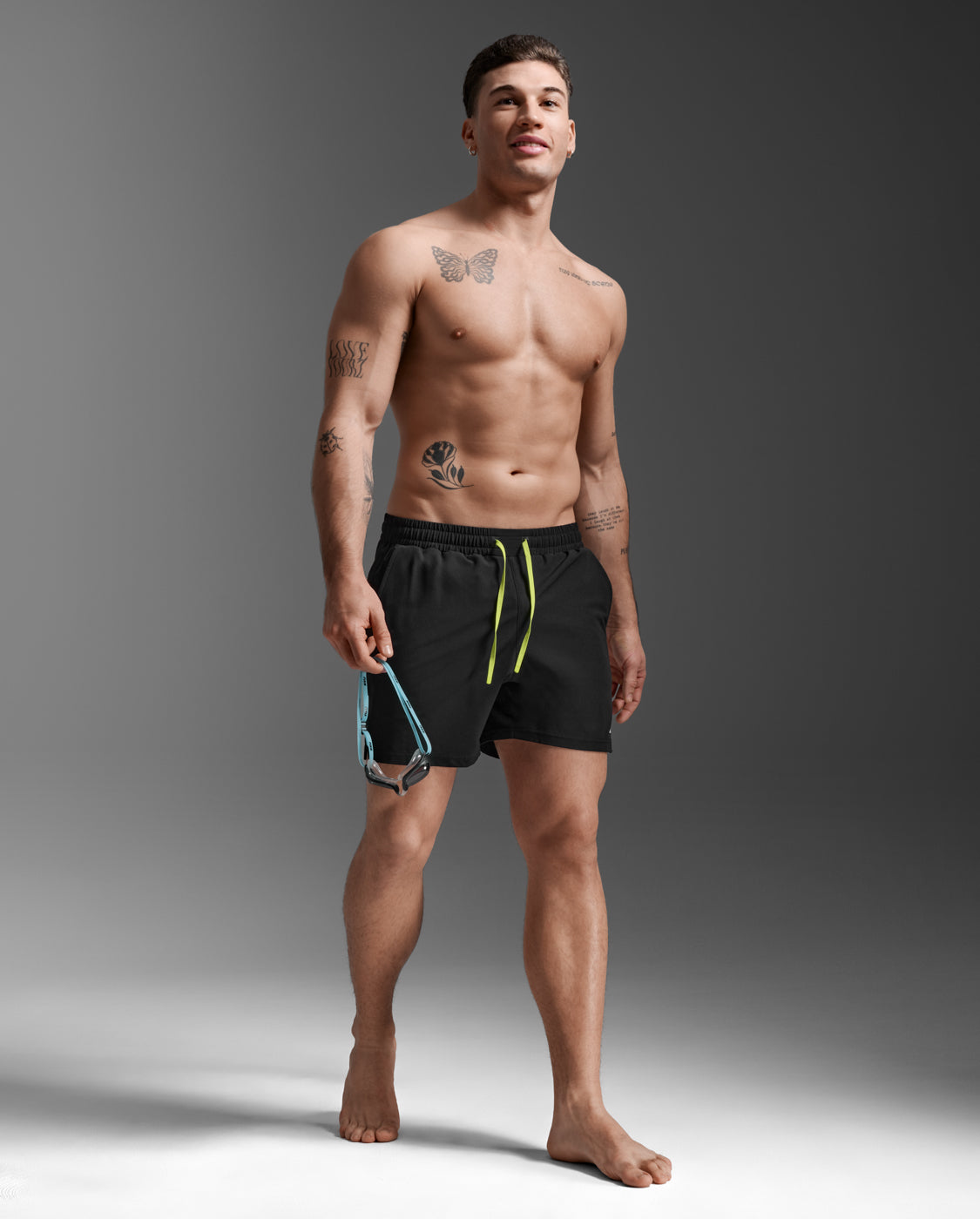 Aero Hybrid Swim Shorts, Black/White