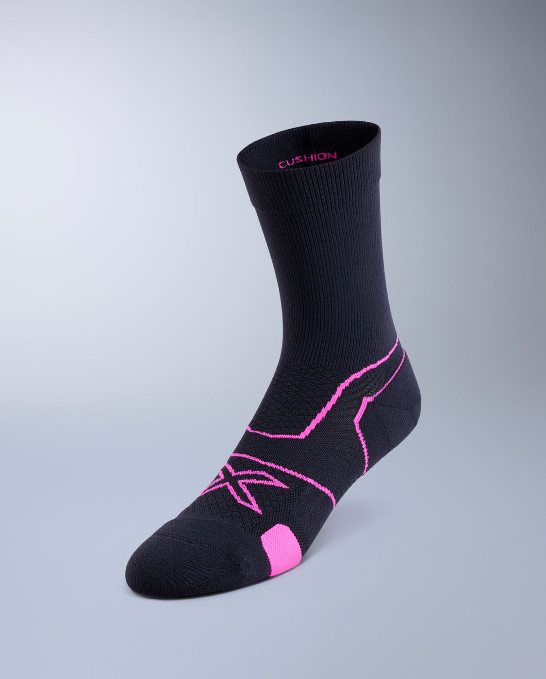 Vectr Cushion Crew Socks, Black/Fuchsia