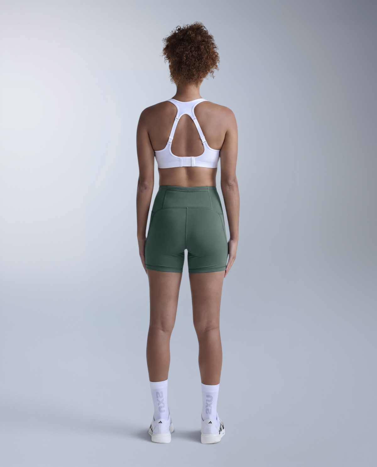 Aero Mesh Hi-Rise Compression 4 Inch Shorts, Olive Leaf/Olive Leaf Reflective