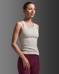 Fluid Modal Ribbed Tank, Moon/White