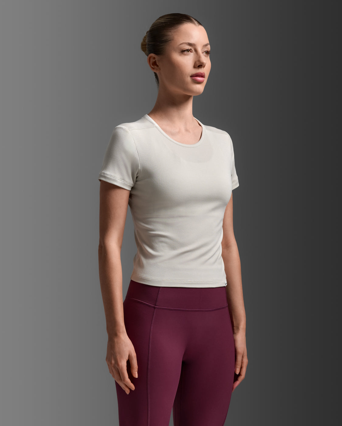 Fluid Modal Ribbed Crop Tee, Moon/White
