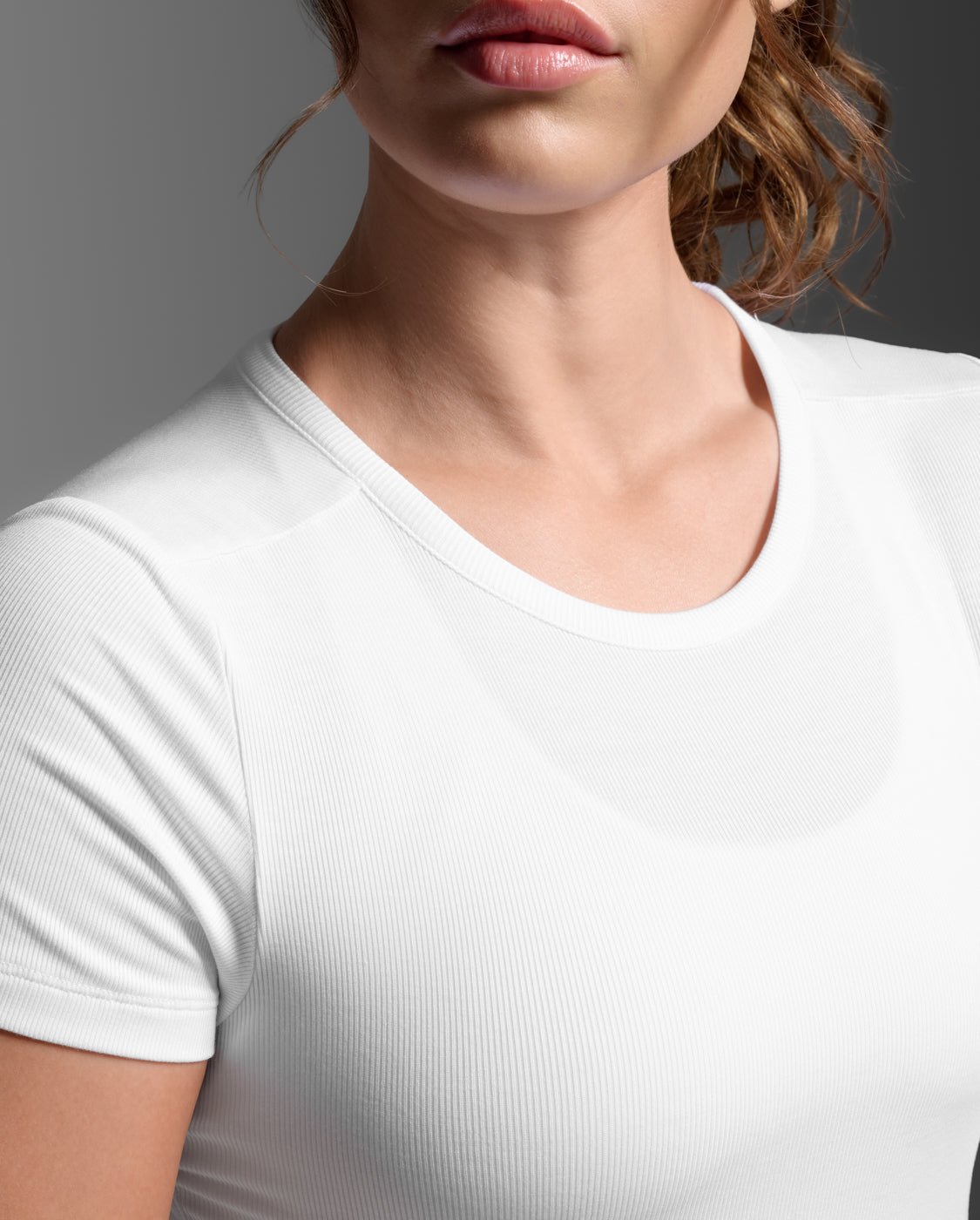 Fluid Modal Ribbed Crop Tee, White/White