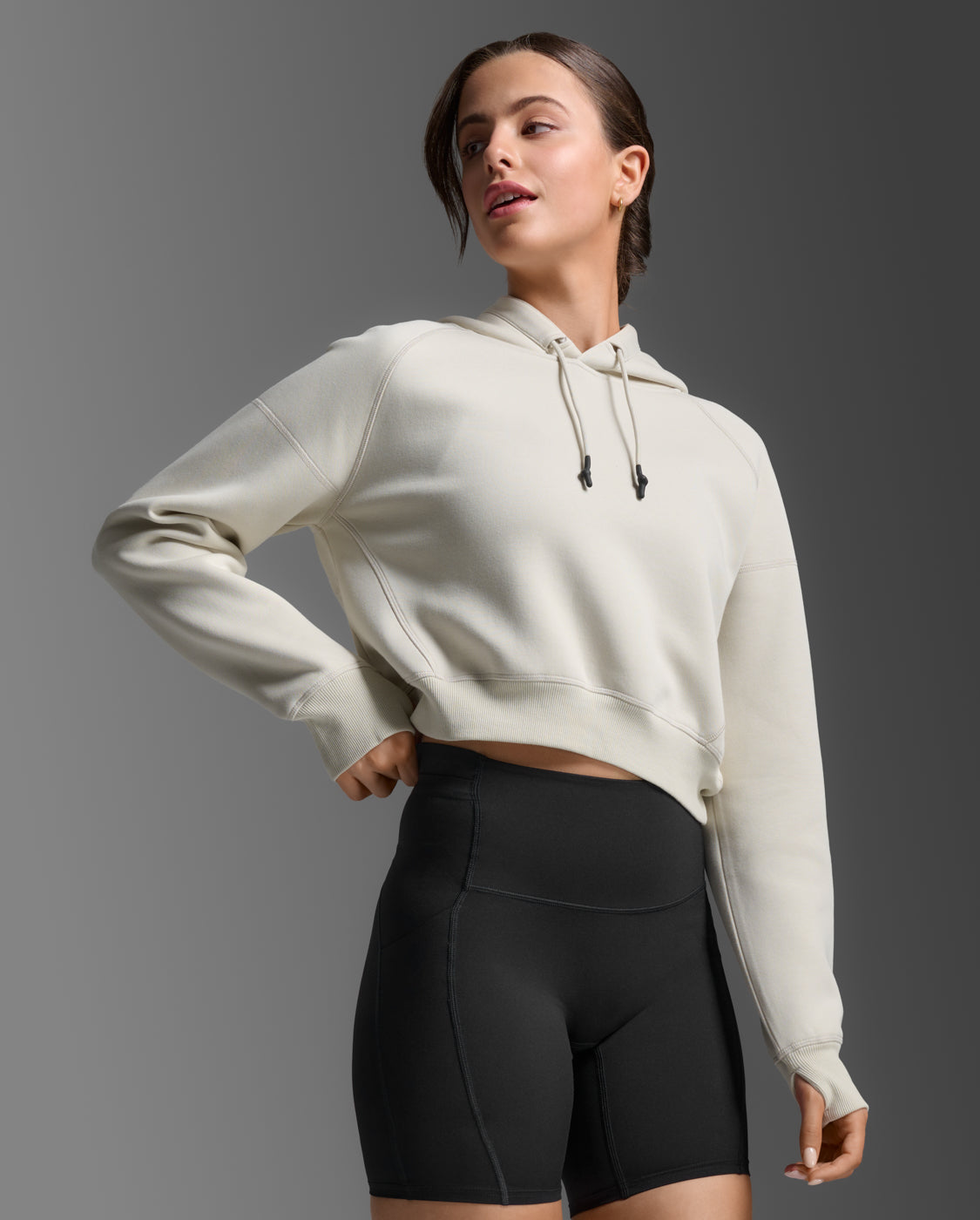 Form Smooth Spacer Crop Hoodie, Moon/Moon