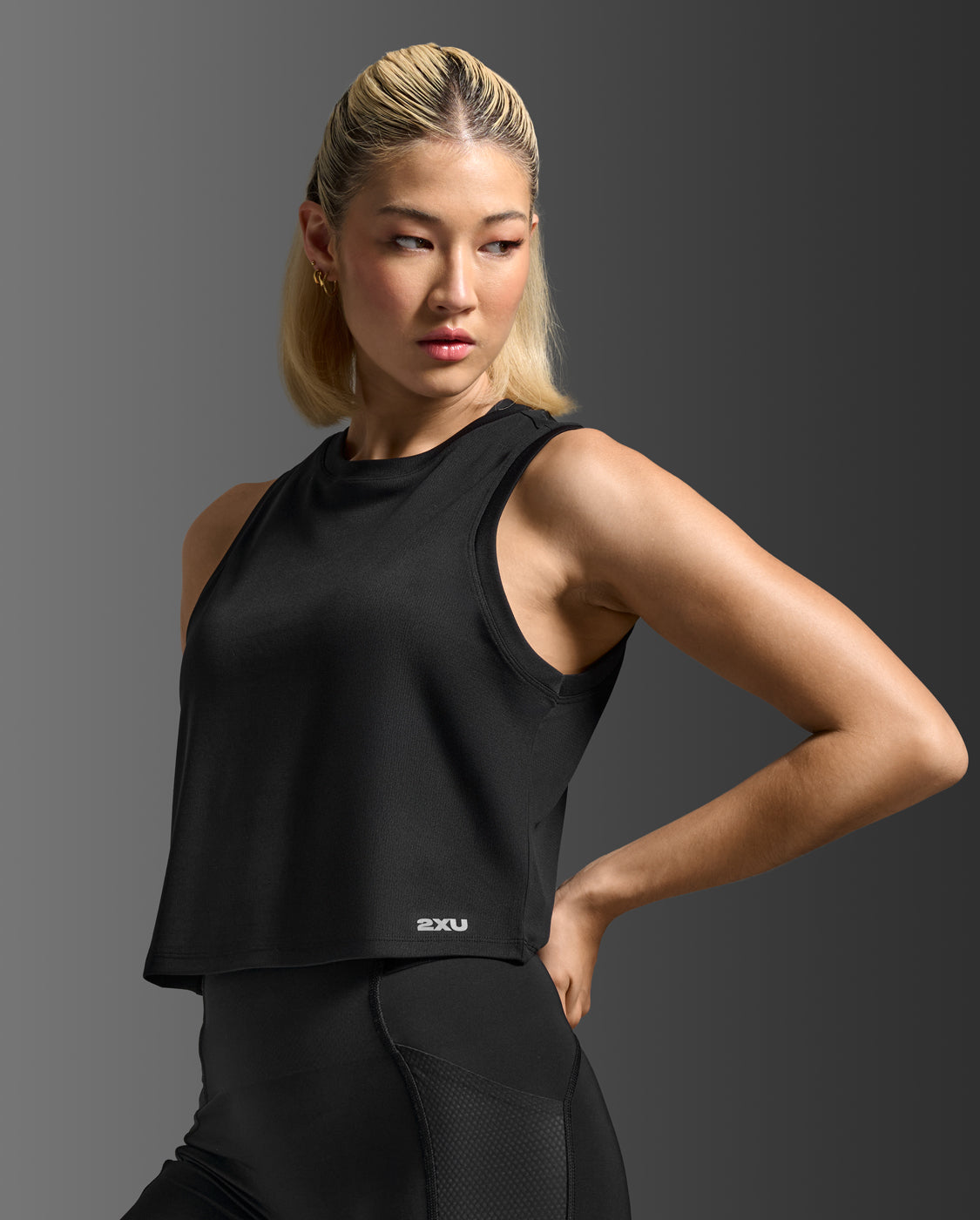 Aero Mesh Crop Tank, Black/Silver Reflective