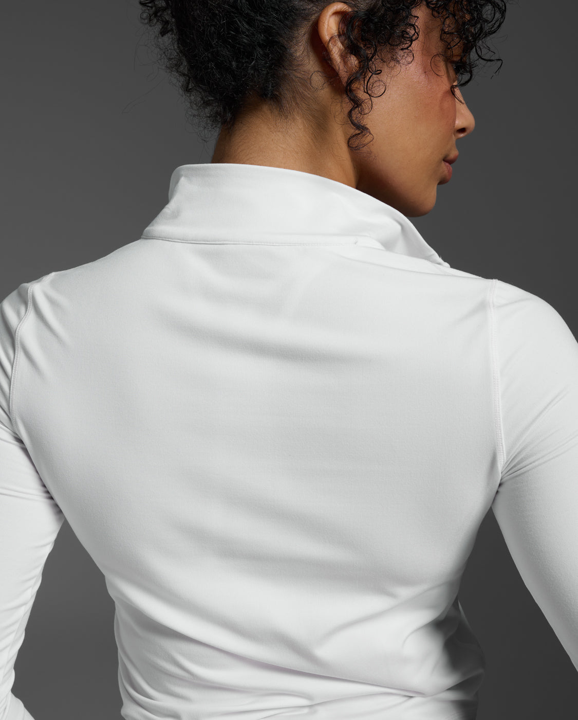 Flex Crop 1/2 Zip Long Sleeve, White/White