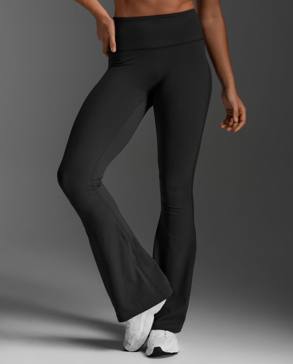 Fluid Hi-Rise Flare Pants, Black/Black