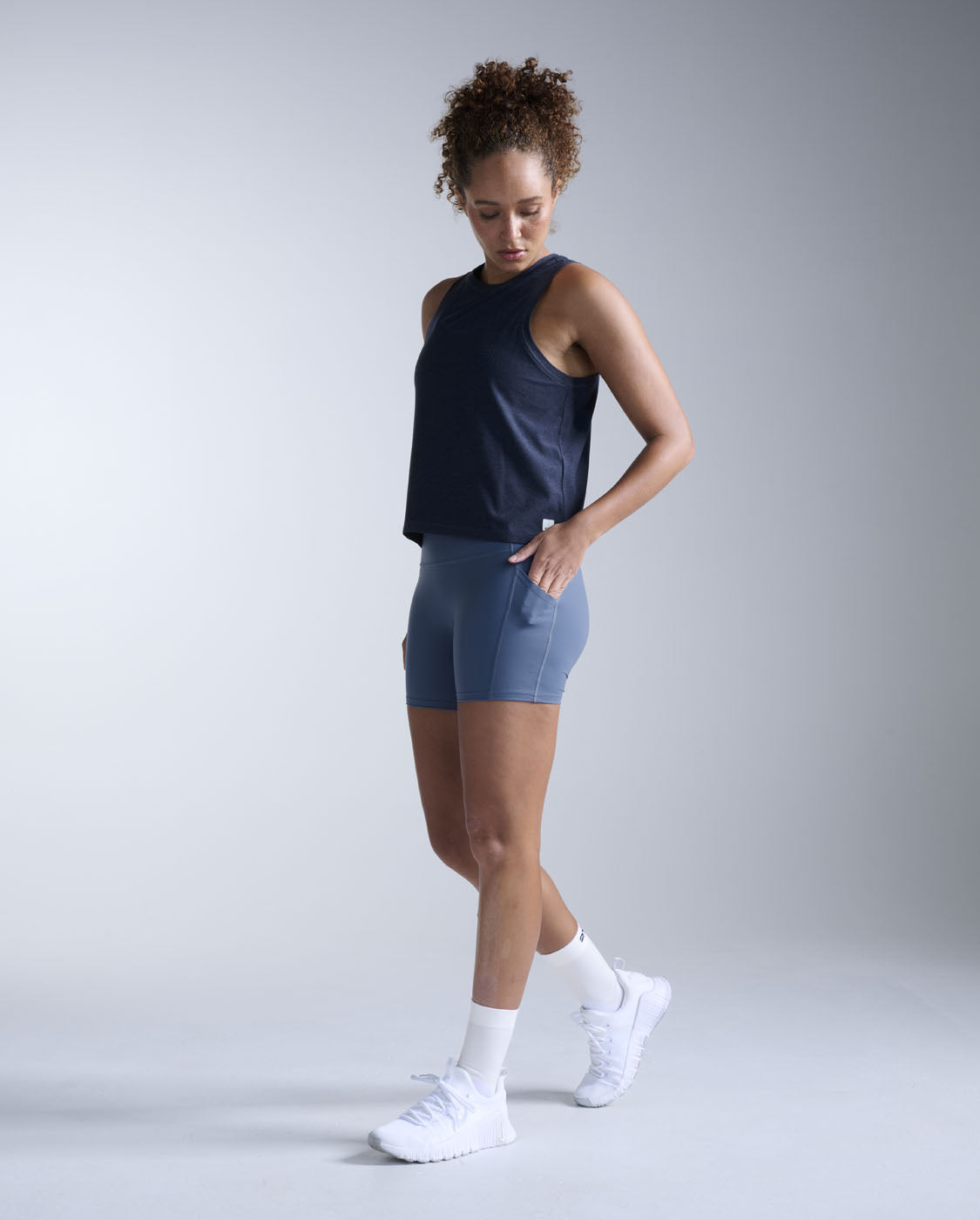 Form Soft Jersey Relaxed Tank, Midnight/White