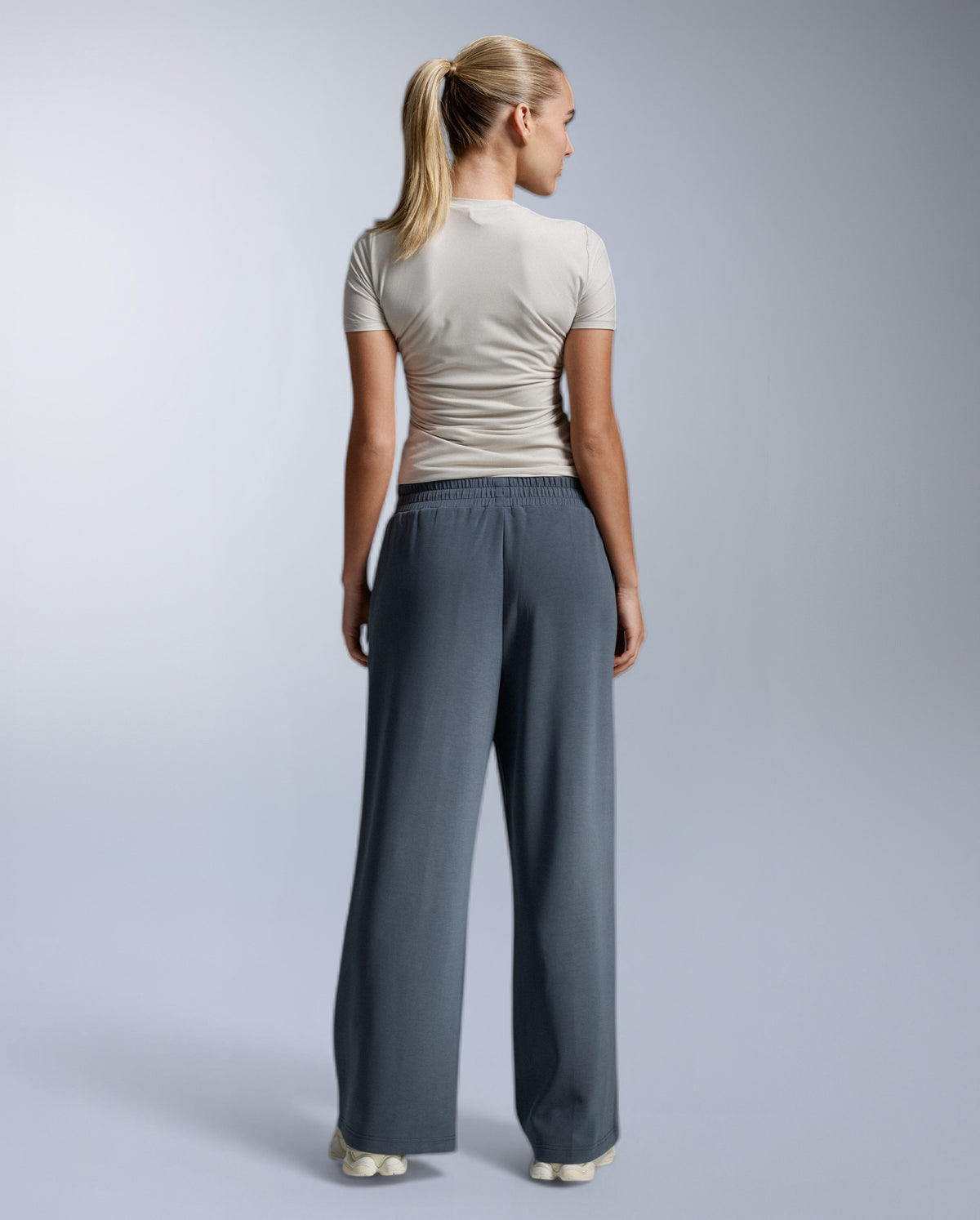 Wonderluxe Sand Washed Wide Leg Pants, India Ink/White