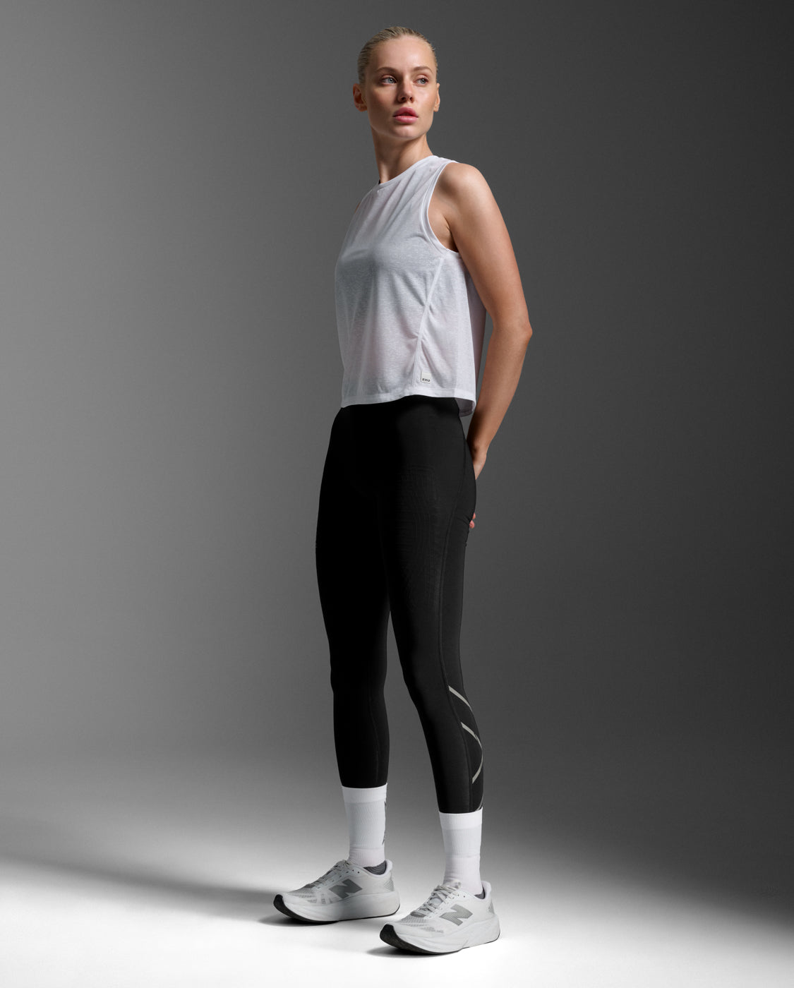 Relight Crop Tank, White/White