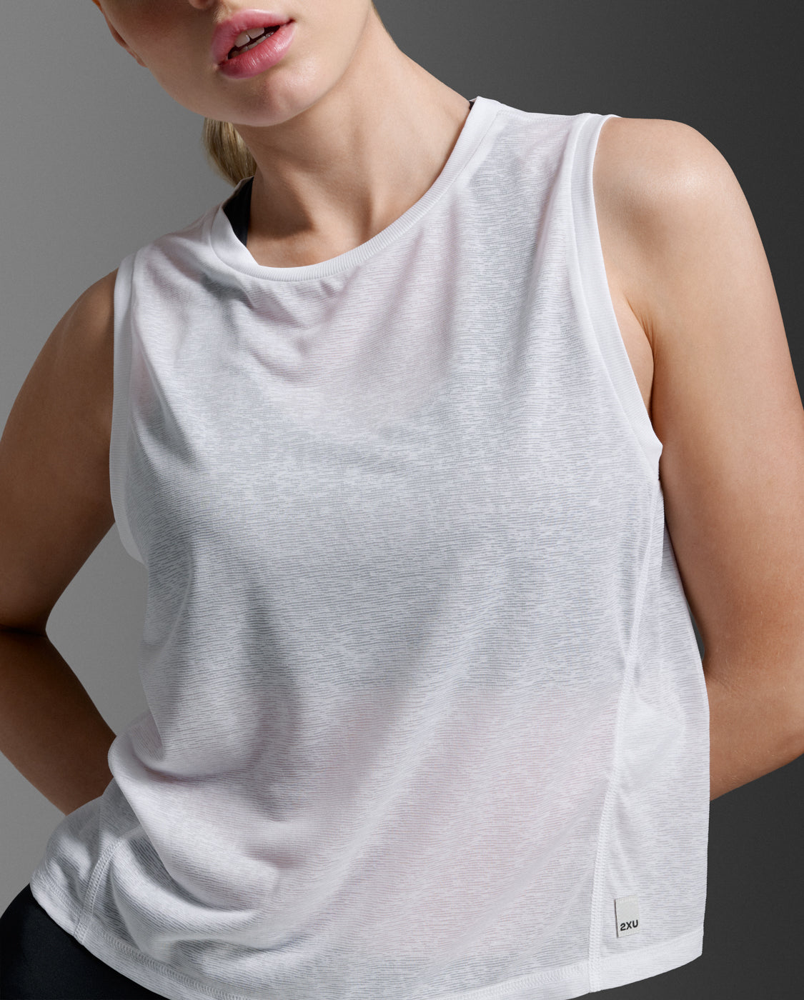 Relight Crop Tank, White/White